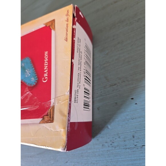 Hallmark Grandson Stocking Keepsake Ornament Dated 2005 A Grandson Is Cheer Vtg - Picture 9 of 9